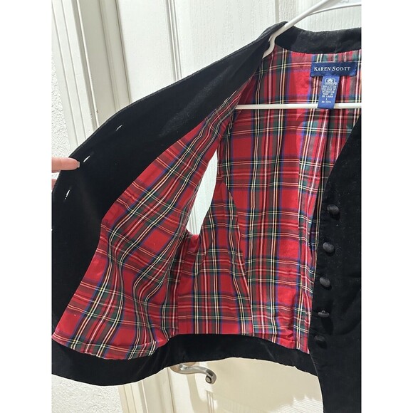 Vintage Karen Scott Vest Women's Large Black Christmas Velvet Button Vest Snow - Picture 4 of 9